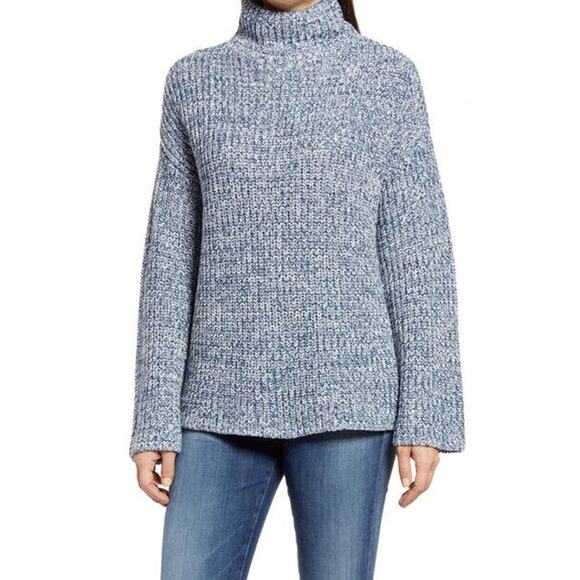 CASLON NEW $69 Shaker Mock Neck Sweater in Blue Ensign Small - Picture 1 of 5